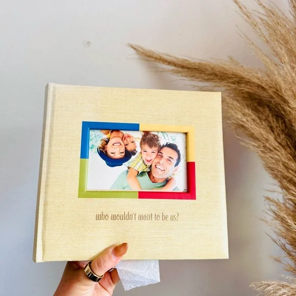 NEW VINTAGE HALLMARK 90s Y2K Beige Stripe Picture Album Photo Coffee Table Book - Picture 1 of 10